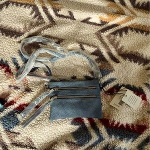 Adorable small blue handbag.